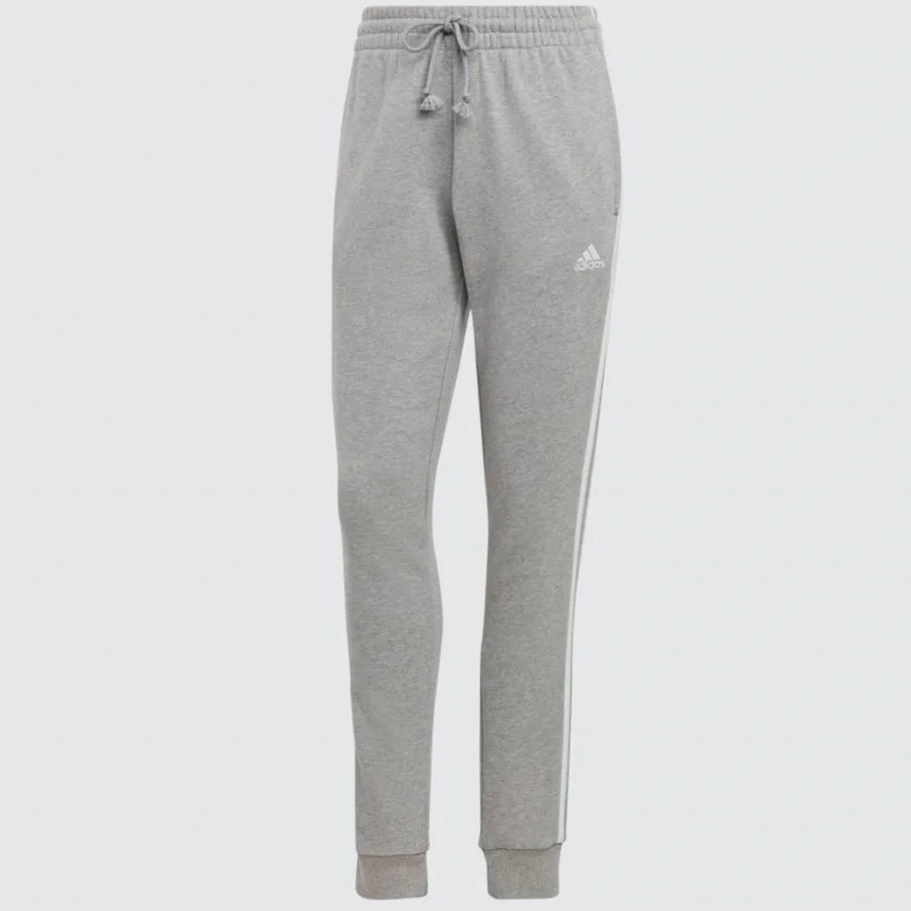 Adidas women’s Joggers Essentials 3-stripes French Terry Cuffed Pants, Gray XS